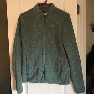 The North Face Women’s heathered teal fleece full zip jacket size L